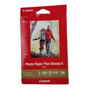 Canon PP-301 Photo Paper Glossy II 4x6 White 100 Sheets High Gloss Inkjet